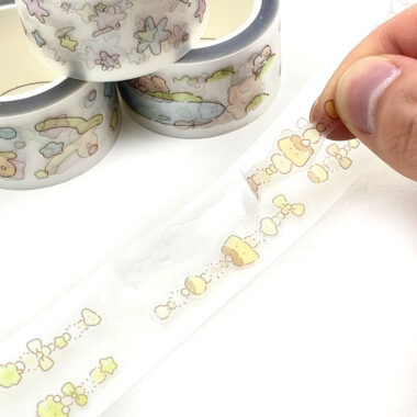 Custom Printed Kiss Cut Washi PET Tape Stickers Roll