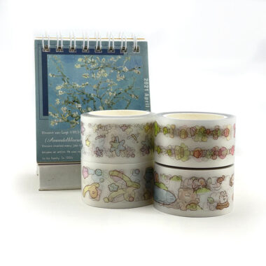 Custom Printed Kiss Cut Washi PET Tape Stickers Roll