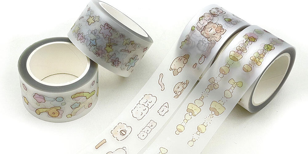 Custom Printed Kiss Cut Washi PET Tape Stickers Roll
