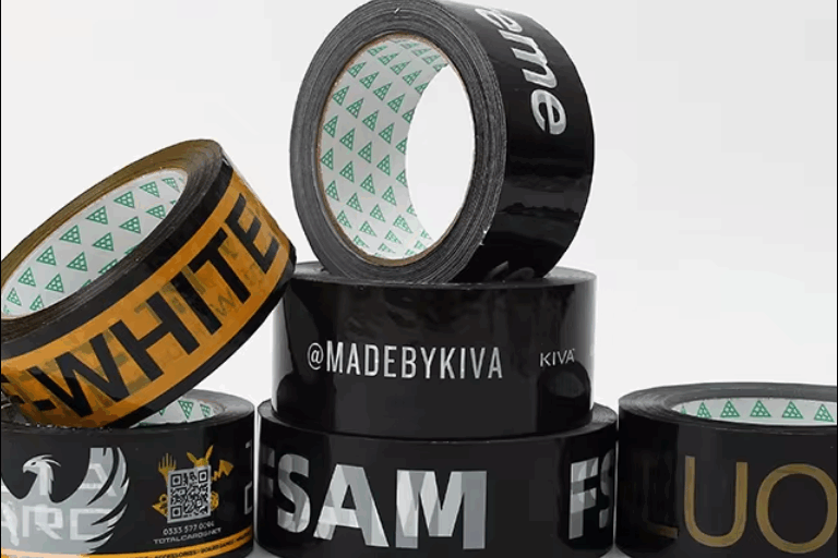 White BOPP Custom Printed Packaging Tape with Logo – Trusted Supplier Branding (1) White Custom Logo BOPP Printed Packaging Tape Roll